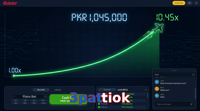 Main screen of 3Pattiok aviator page for PK players