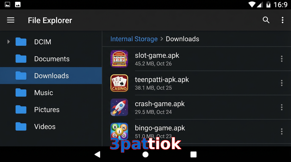 Main screen of 3Pattiok gameapk page for PK players